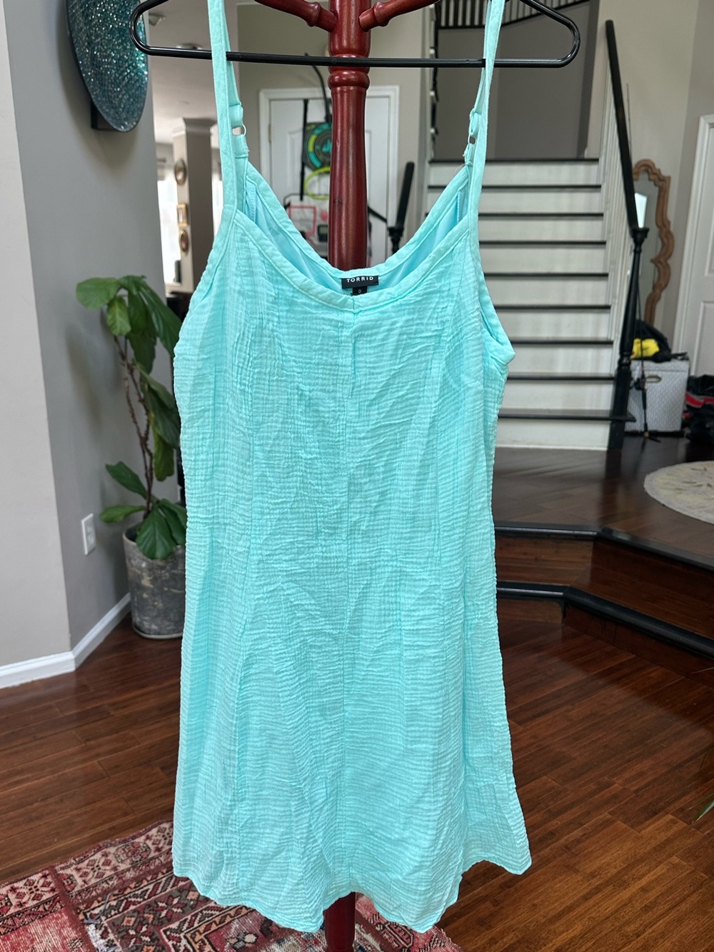 Torrid Spaghetti Strap Summer Cotton Beach Dress Light Blue Sz 0